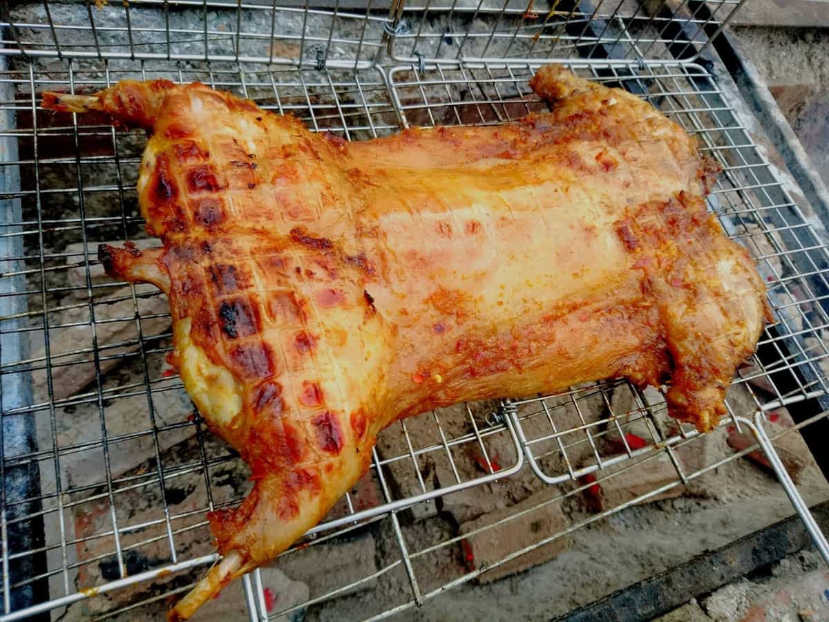 nướng thịt thỏ